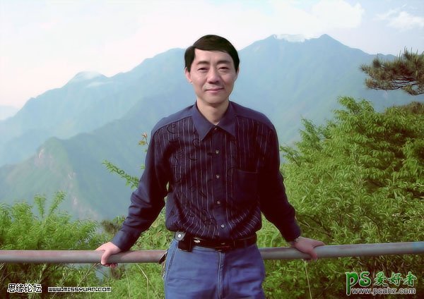 ps人像美容教程：给中年男人外景照进行磨皮及修复头发